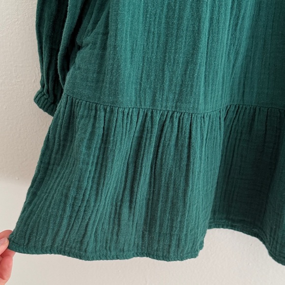 Cat & Jack Dark Green Dress with Floral Embroidery long sleeve - Picture 5 of 6